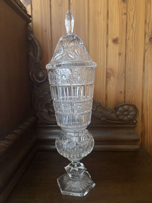 Krysztalowy pochar wazon oryginalny krysztal PRL