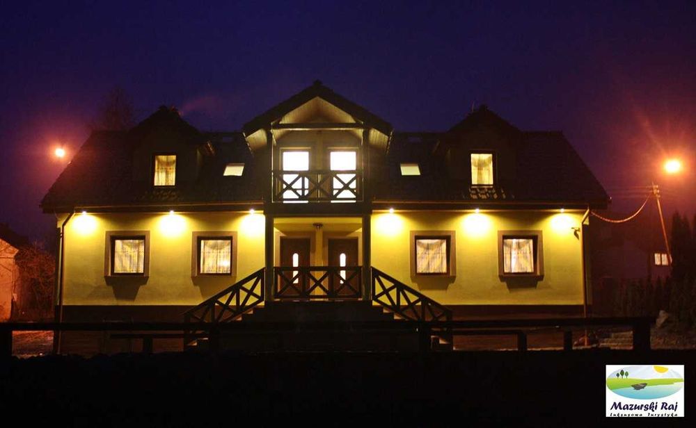 Mazury wakacje dom 220m 12/24os bezp n jeziorem plaża ryby ognisko las