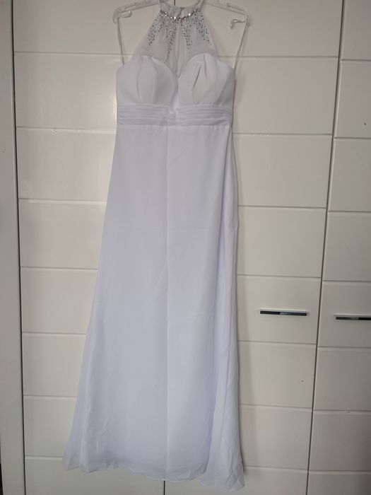 Piękna elegancka śnieżnobiała sukienka ślubna rozmiar 36