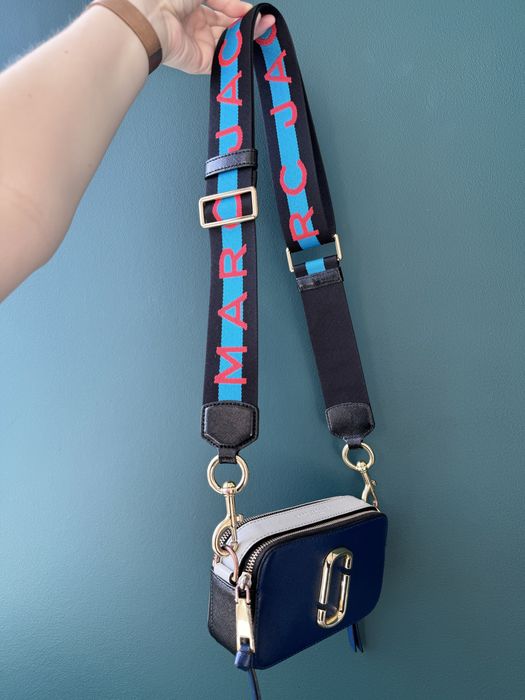 Шкіряна сумка marc jacobs the snapshot синя