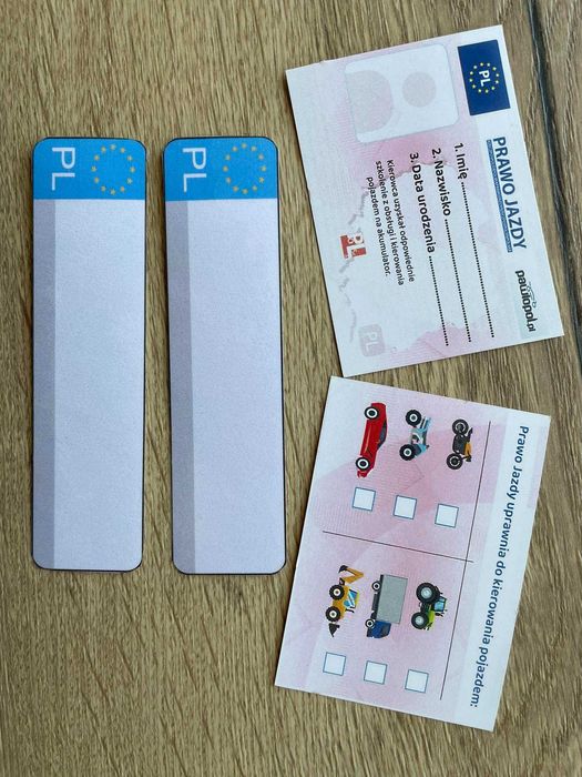 Laminowane Tablice rejestracyjne z imieniem + Prawo Jazdy