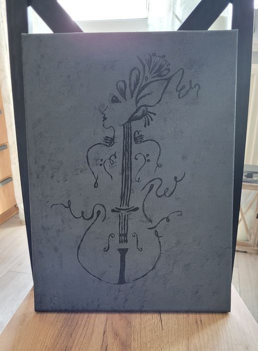 Obraz akrylowy na płótnie 30x40 cm – abstrakcyjny instrument smyczkowy