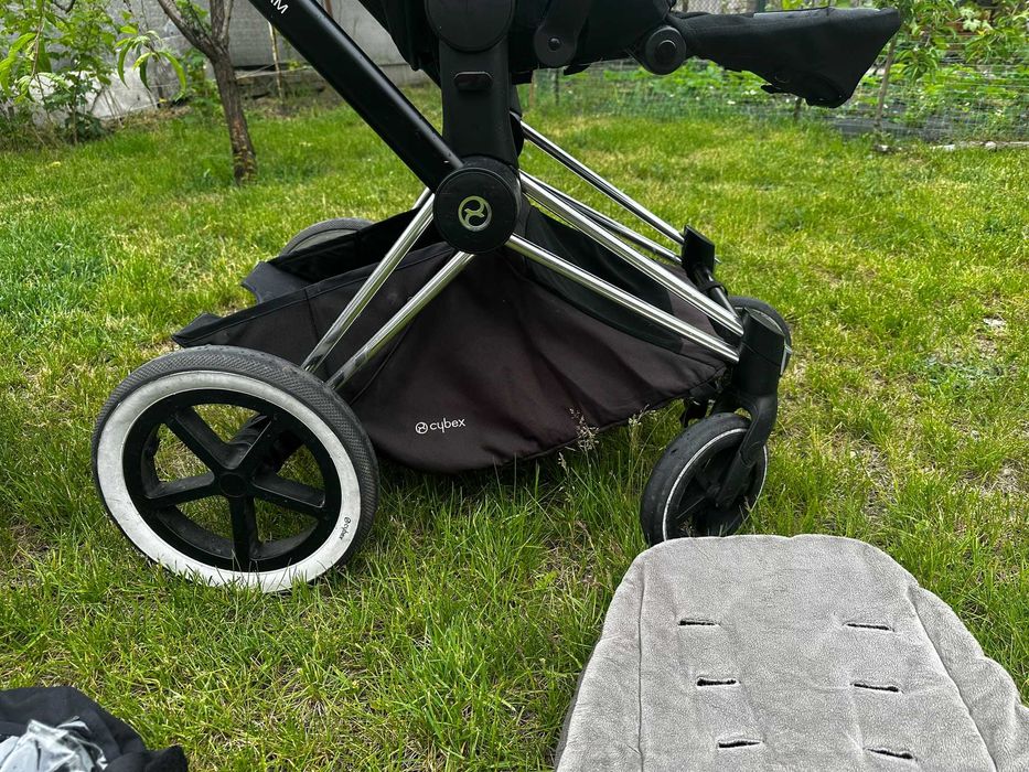 Коляска прогулянкова cybex priam  Platinum, дощовик, зимовий конверт
