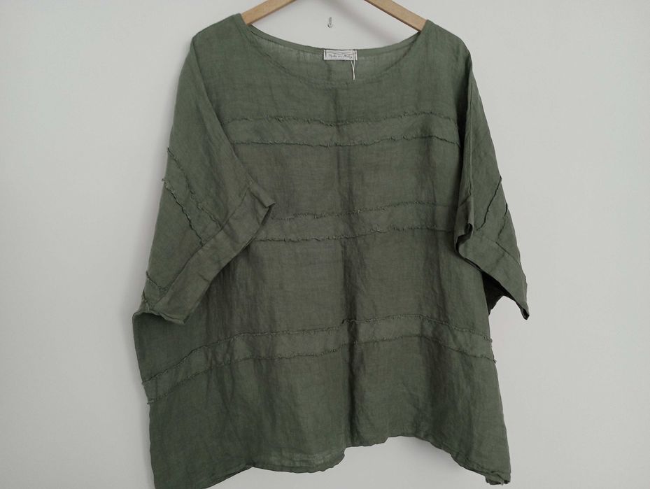 Nowa bluzka zieleń khaki LEN oversize