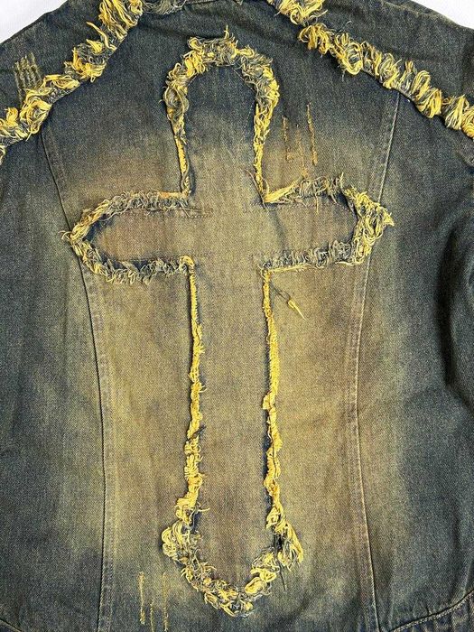 Джинсова куртка синя джынсовая синяя курточка блискавка з принтом M