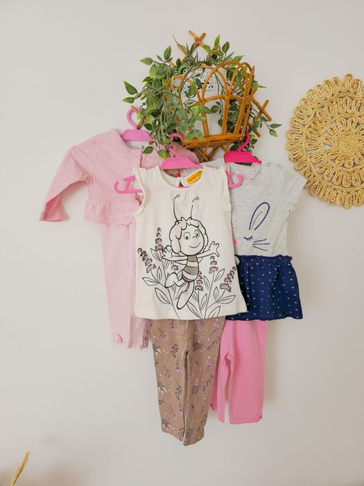 Paczka 3 szt zestaw ubranek dla dziewczynki r. 80 legginsy, bluzka