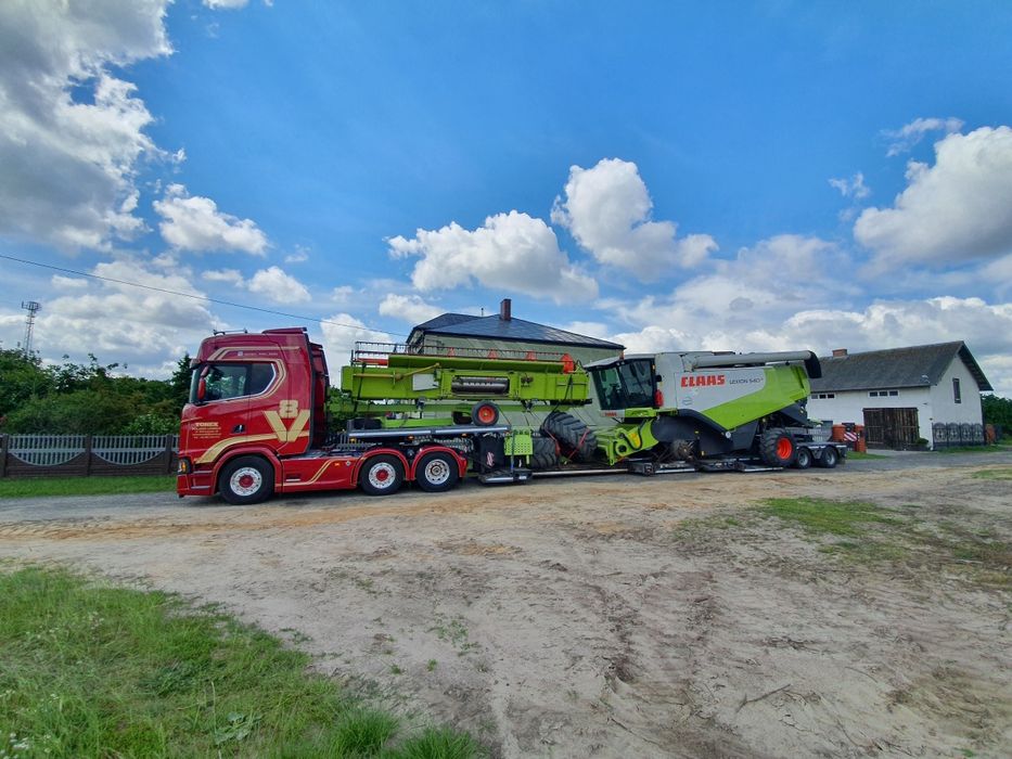 Transport kombajnów,sieczkarni,maszyn,domków,gabarytów,tiefbett dźwig