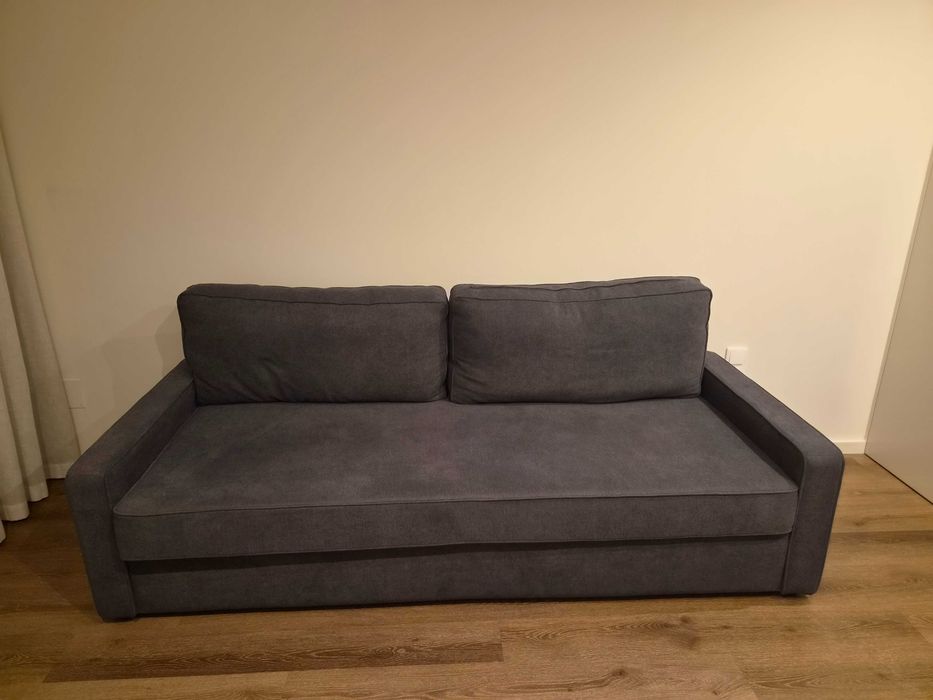 Sofá-cama de casal cinzento escuro – excelente estado