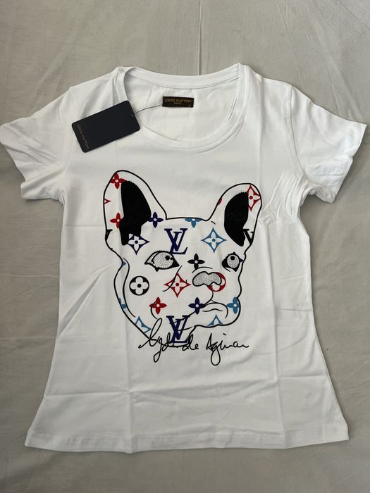 NOWA damska koszulka Louis Vuitton t-shirt LV L XL pies dog