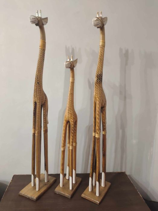 Żyrafy Drewniane Rodzina Zestaw 3 sztuk