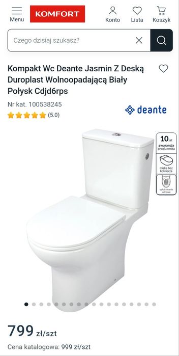Kompakt wc deante jasmin z deską duroplast wolnoopadającą biały połysk