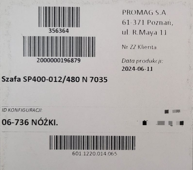 Szafa depozytowa metalowa / 12 szafek na klucz
Szafa SP400-012/480N703