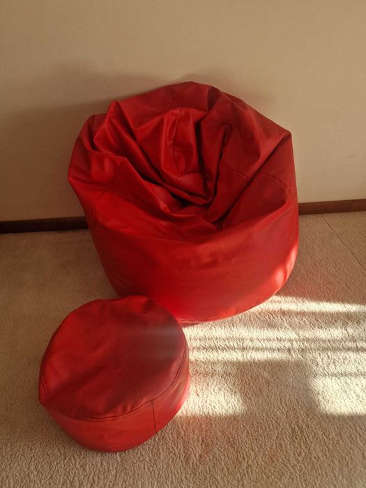 Ecopuf czerwona pufa sako + podnóżek