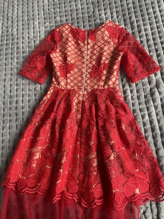 Плаття червоне з бежевим