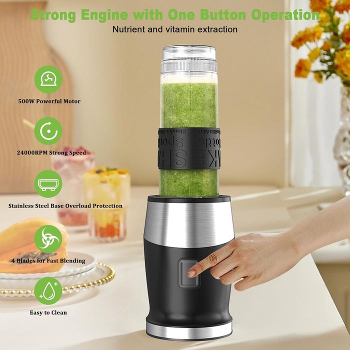 Blender do smoothie 500w 570 ml butelka tritan bpa free qxmcov