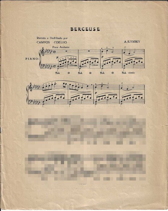 PIANO: Partitura de Alexander Ilyinsky - Berceuse em Sol bemol maior, Op. 13, N.º 7 - Ed. Sassetti