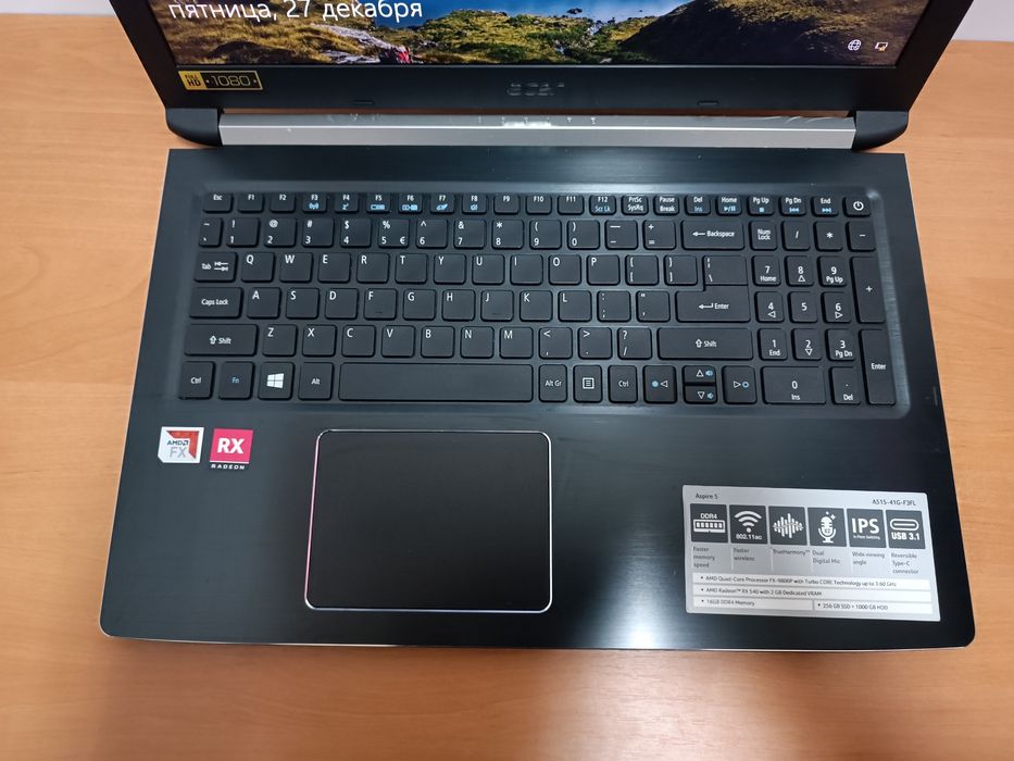 Игровой ноутбук ACER AMD FX 16GB D4 SSD 256GB +HDD 500GB Radeon RX540