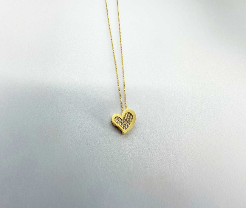 14K Gold Necklace, love heart necklace