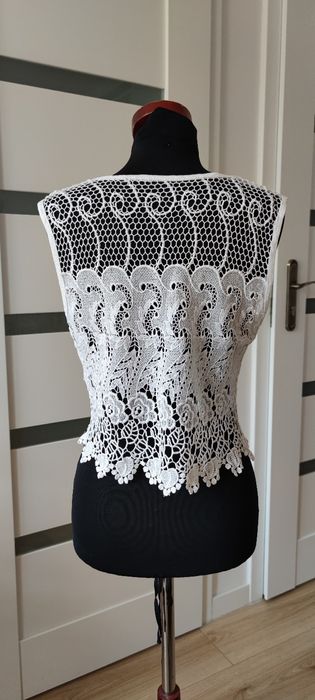 Letni ażurowy top bluzka bez rękawów S 36 M 38 L 40 na lato summer top