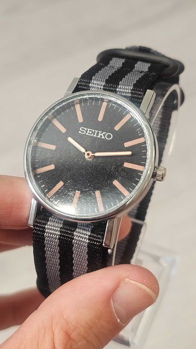 Reloj S Mod Quartz Preto e Rosa Dourado