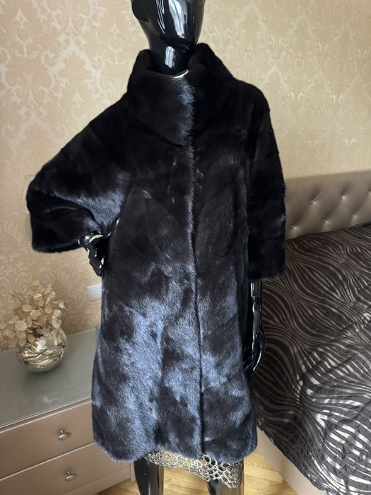 24.11 Київ примірки! Норкова шуба 88 см, 50-52, паркетка нова
