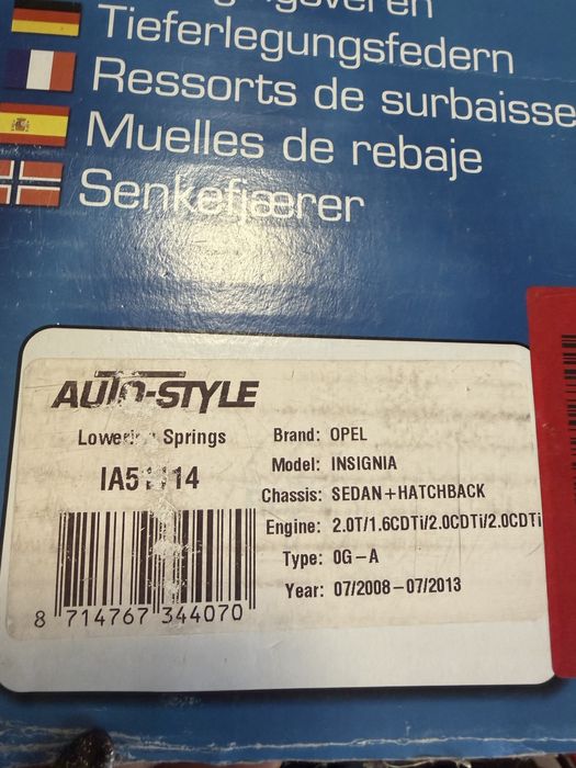 Sprezyny sportowe Opel Insygnia