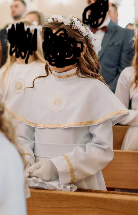 Suknia komunijna + halka + rękawiczki itorebka 134/140