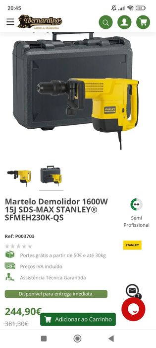 Martelo elétrico demolidor Stanley fatmax