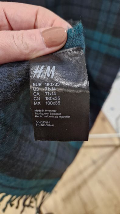 Szalik męski HM H&M jak nowy w kratę kratkę szal