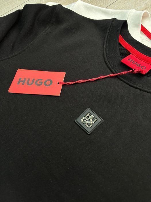 HUGO BOSS свитшот мужской брендовый кофта реглан батник худи черный