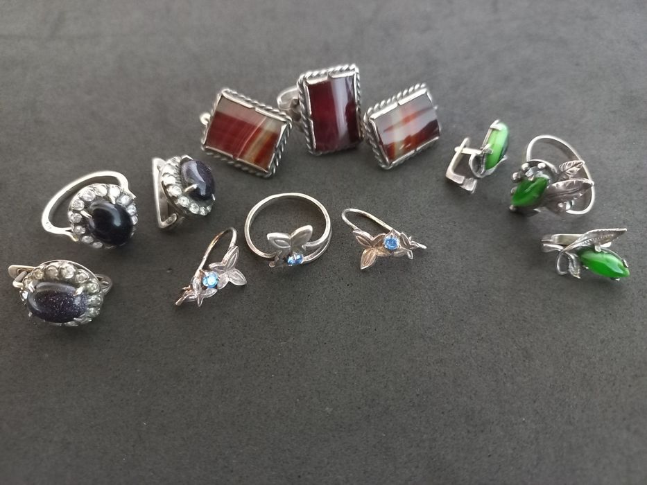 Серьги и кольцо серебро 925проба