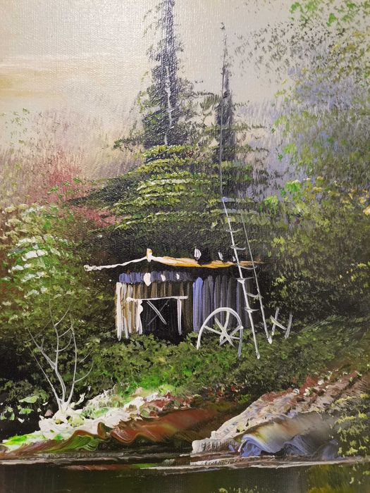 Pintura a óleo com moldura