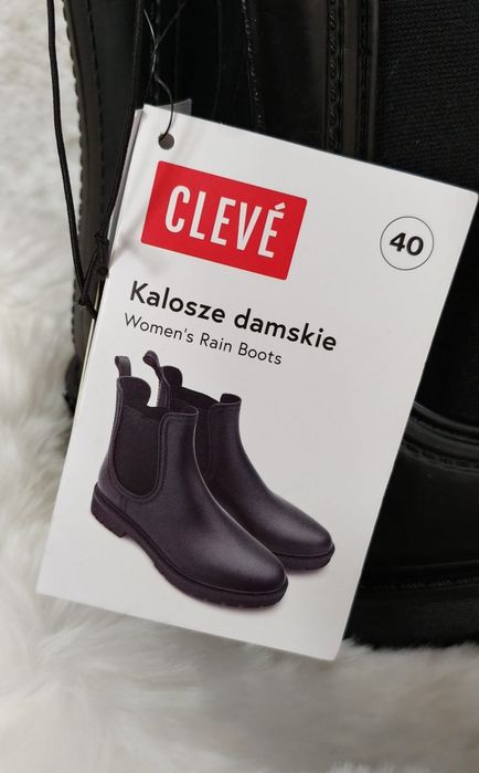 Cleve Kalosze Damskie Czarne 40 Eleganckie