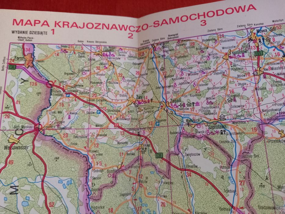 Mapa Krajoznawczo Samochodowa Województwa Jeleniogórskie 1994rok