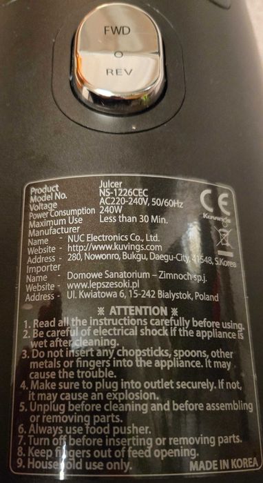 Kuvings evo820 wyciskarka wolnobrotowa_pojemniki