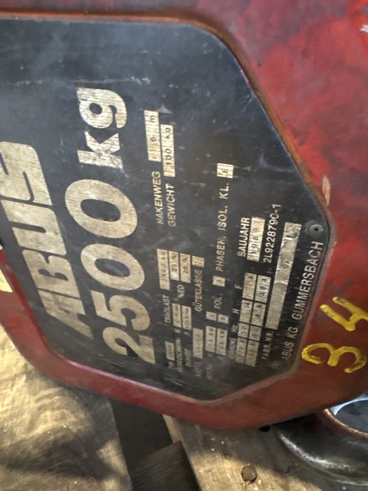 Żuraw Obrotowy Abus 2500kg dźwig Słupowy suwnica