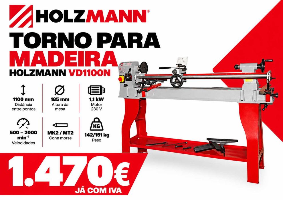 Torno para Madeira HOLZMANN VD1100N 230V LL29