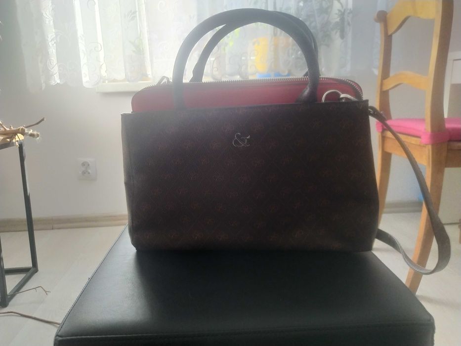 Torebka średnia brązowa-czerwona