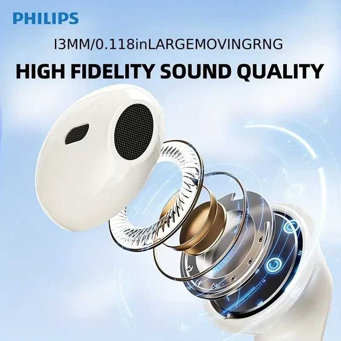 Навушники Philips TAT1199 для музики (TWS, ANC, 24 години, Bluetooth 5.4) (білі та чорні)