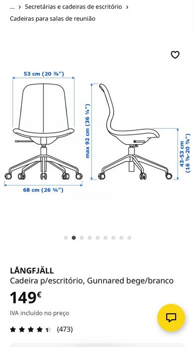 Cadeiras escritório ergonómicas Ikea