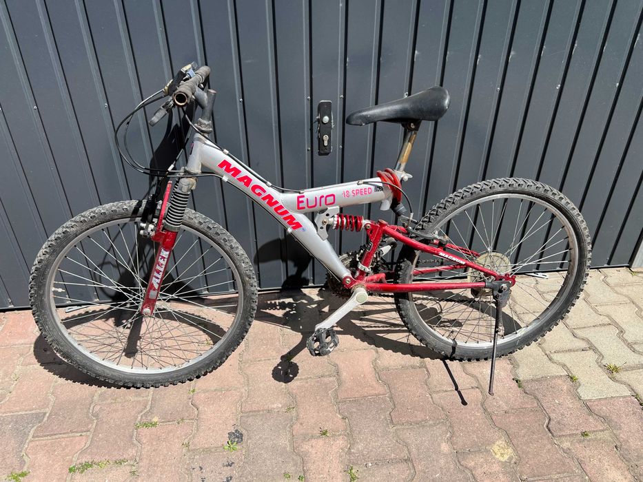 rower górski 24" przerzutki amortyzatory tył przód stopka