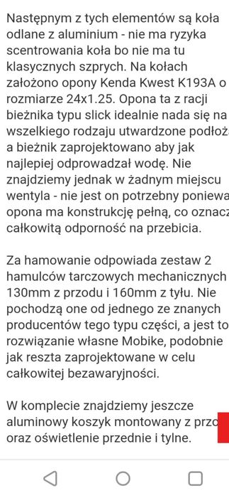 Rower mobike wałek kardana