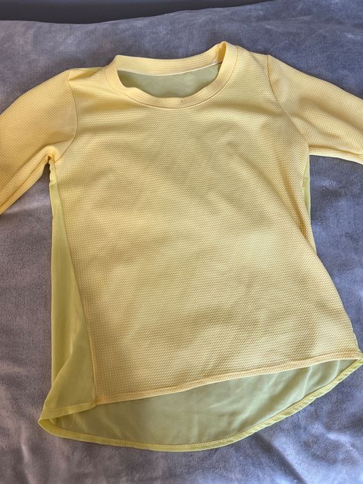 Bluzka / koszulka żółta maślana z półprzezroczystym tyłem