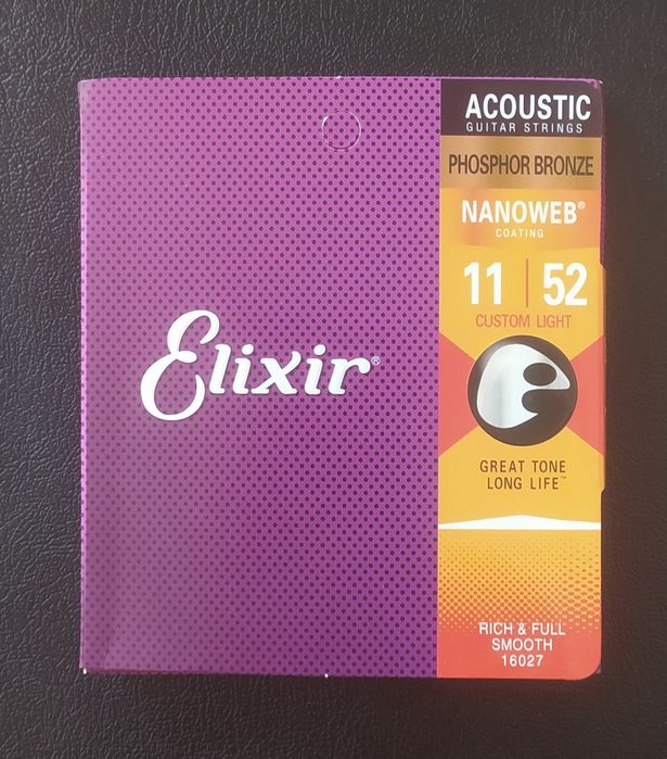 Струни Elixir NanoWeb10-47, 11-52 для акустичної гітари