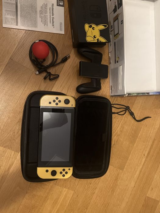 Nintendo switch limitowana edycja pikachu & eevee + 3 gry + opakowanie