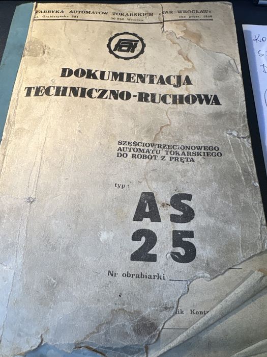 Dokumentacja techniczni ruchowa dlo automatu tokarskiego AS25