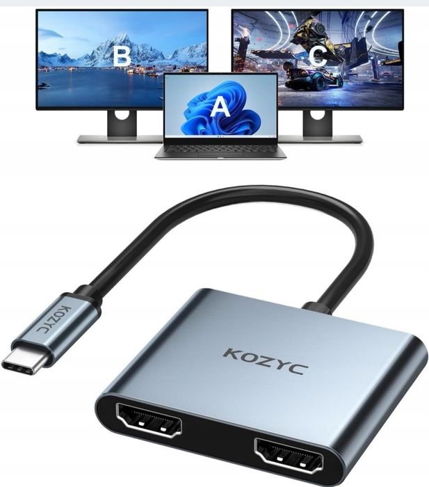 Adapter Podwójny HDMI na USB-C Kozyc