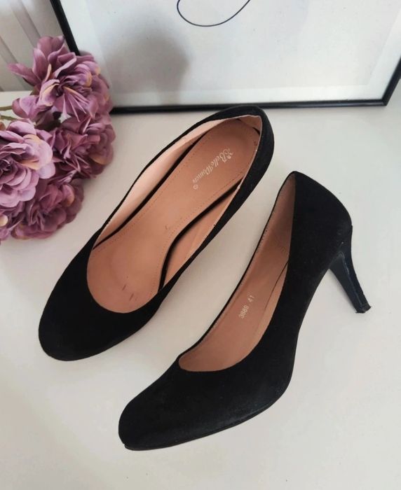 Czarne buty czółenka na obcasie szpilki 41