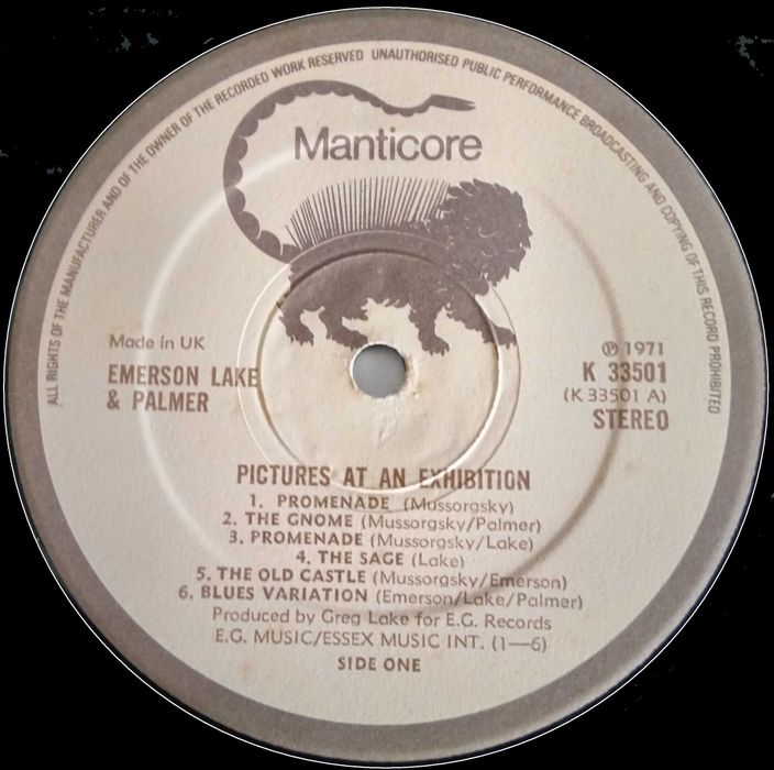 Emerson, Lake & Palmer	- - - - -	Pictures At An Exhibition	- - - - -LP
