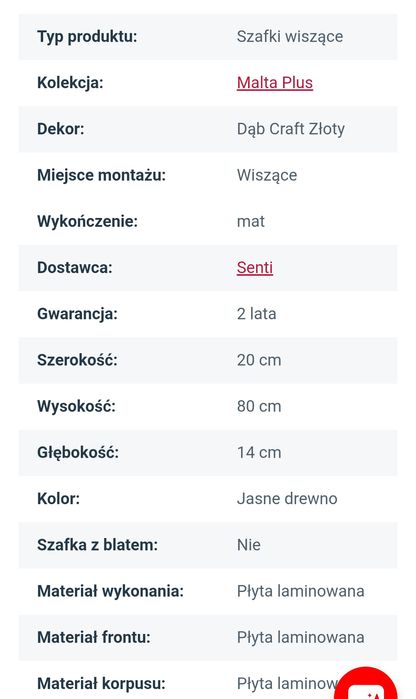 Otwarta szafka wisząca 20cm szerokości
